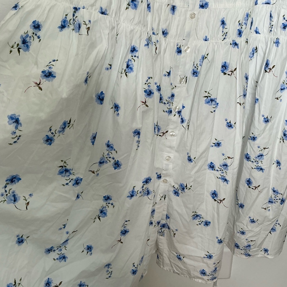 Quince White Midi Sundress with Blue Floral Print Organic Cotton - Picture 7 of 16